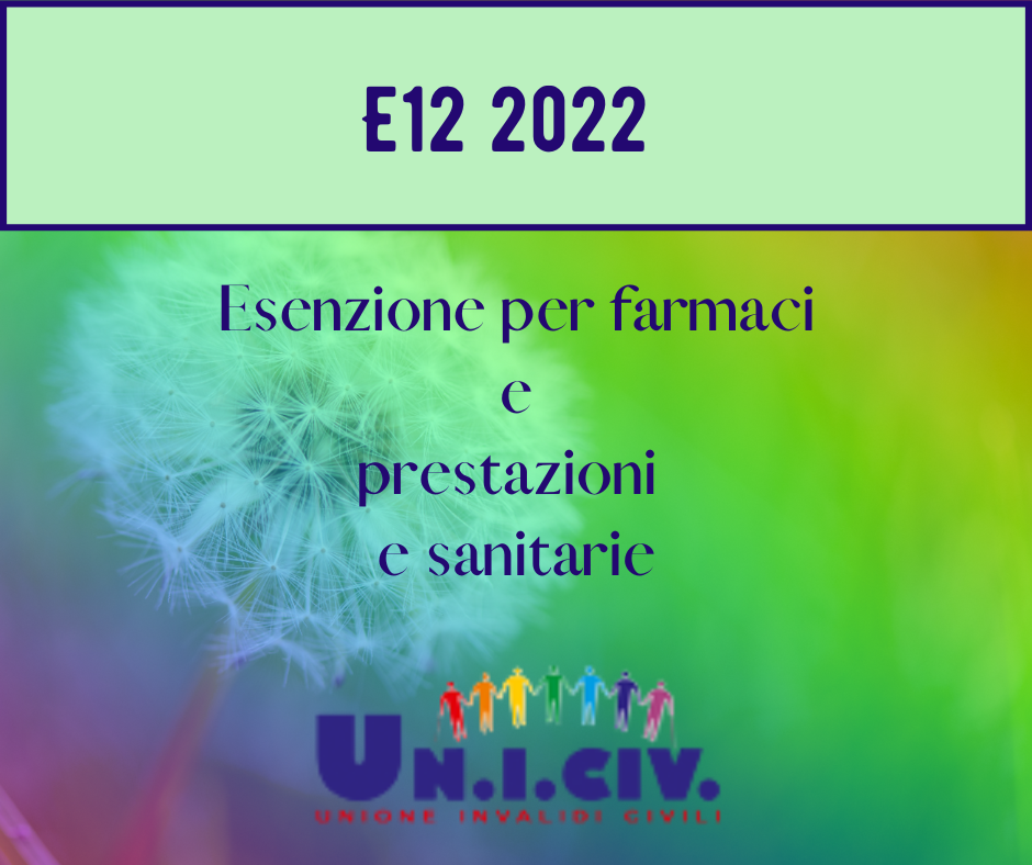 Esenzione per farmaci e prestazioni mediche e sanitarie