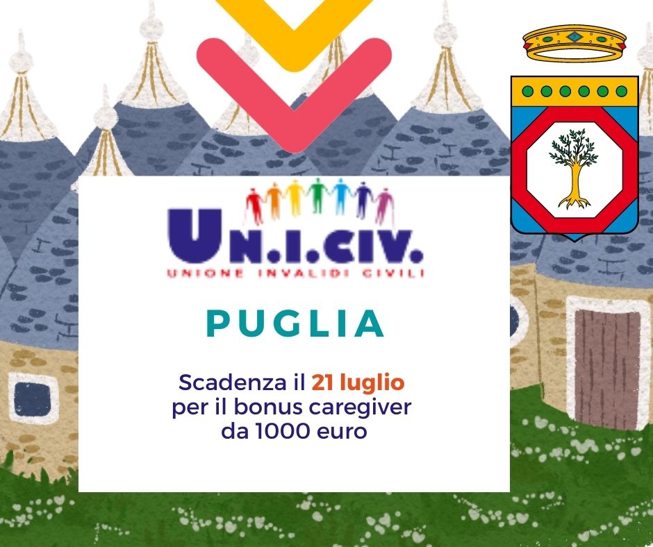 Puglia: scadenza il 21 luglio per il bonus caregiver da 1000 euro