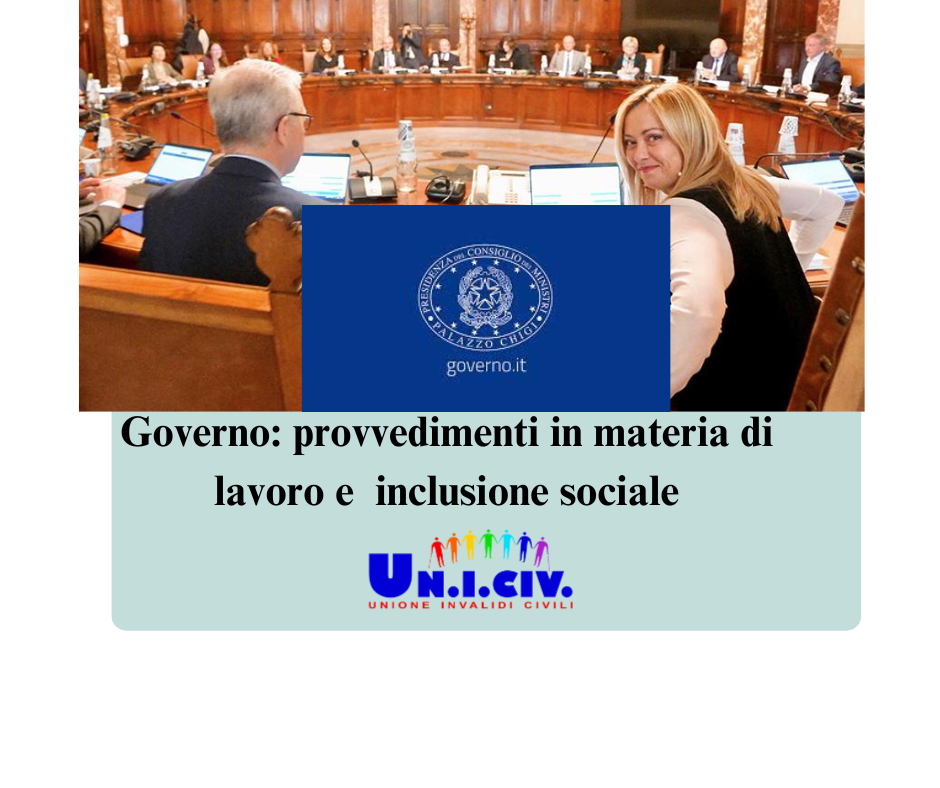Governo: provvedimenti in materia di lavoro e  inclusione sociale