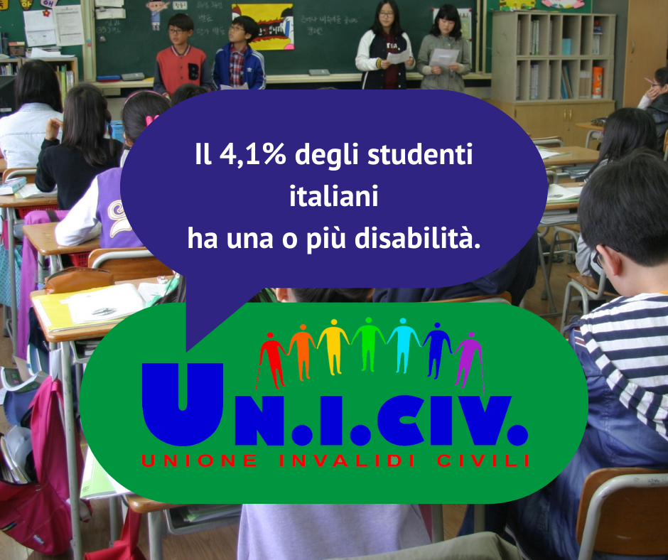 Il 4,1% degli studenti italiani ha una o più disabilità.